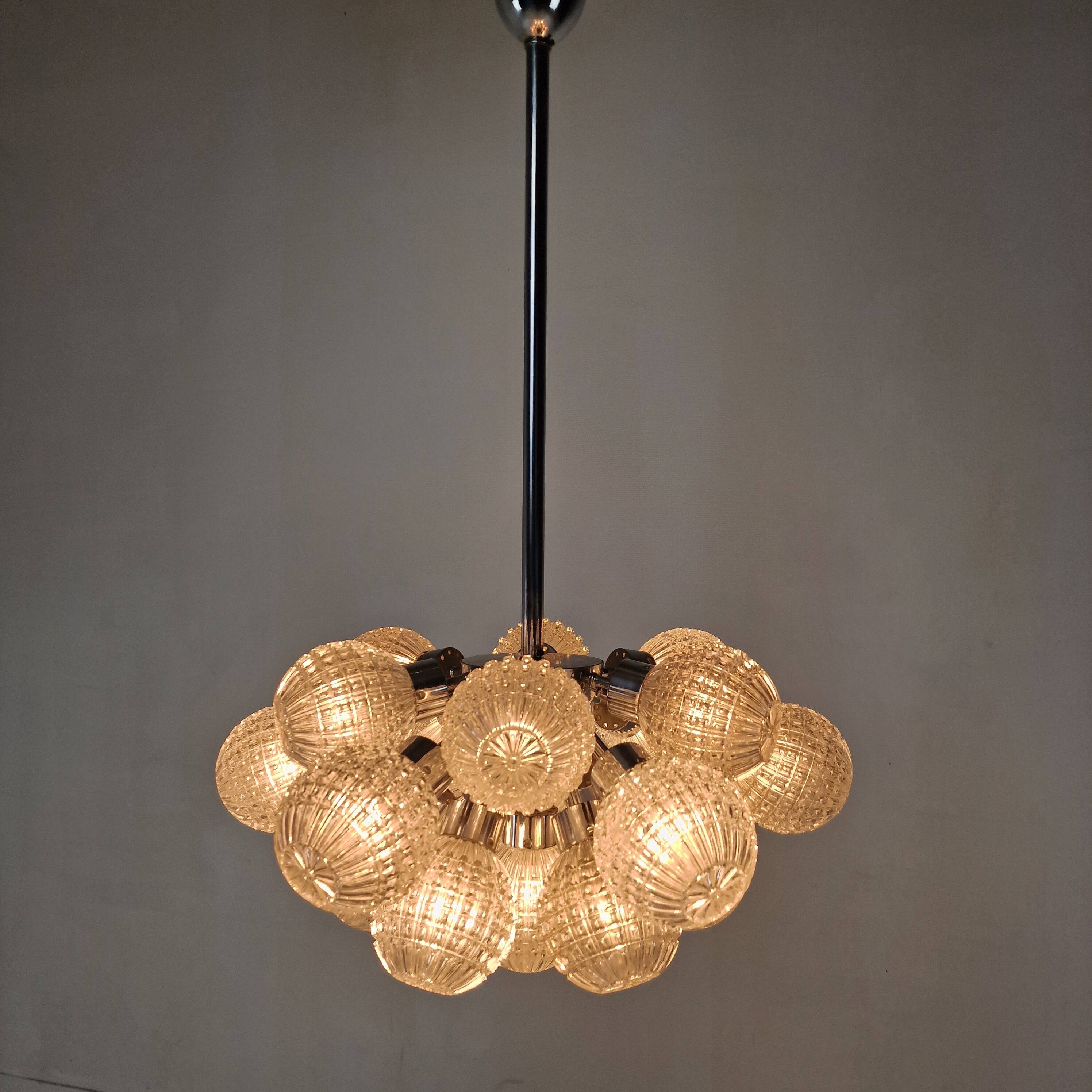 Large Glass Globe Chandelier by Richard Essig, Germany, 1960s