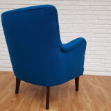 Danish designed armchair, wool, beech, completely renovated