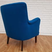 Fauteuil danois, laine, hêtre, entièrement rénové