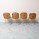Set of 4 vintage Gastone Rinaldi chairs in chromed steel and yellow fabric, 1970s modernism