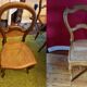 Light medallion chairs and carved fruit chairs.