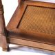Classic wooden shelves, glass tops and cannage