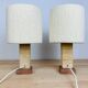 Pair of brutalist lamps pink sandstone and wool lampshade