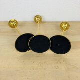 3 Scandinavian style gold-plated brass candle holders
