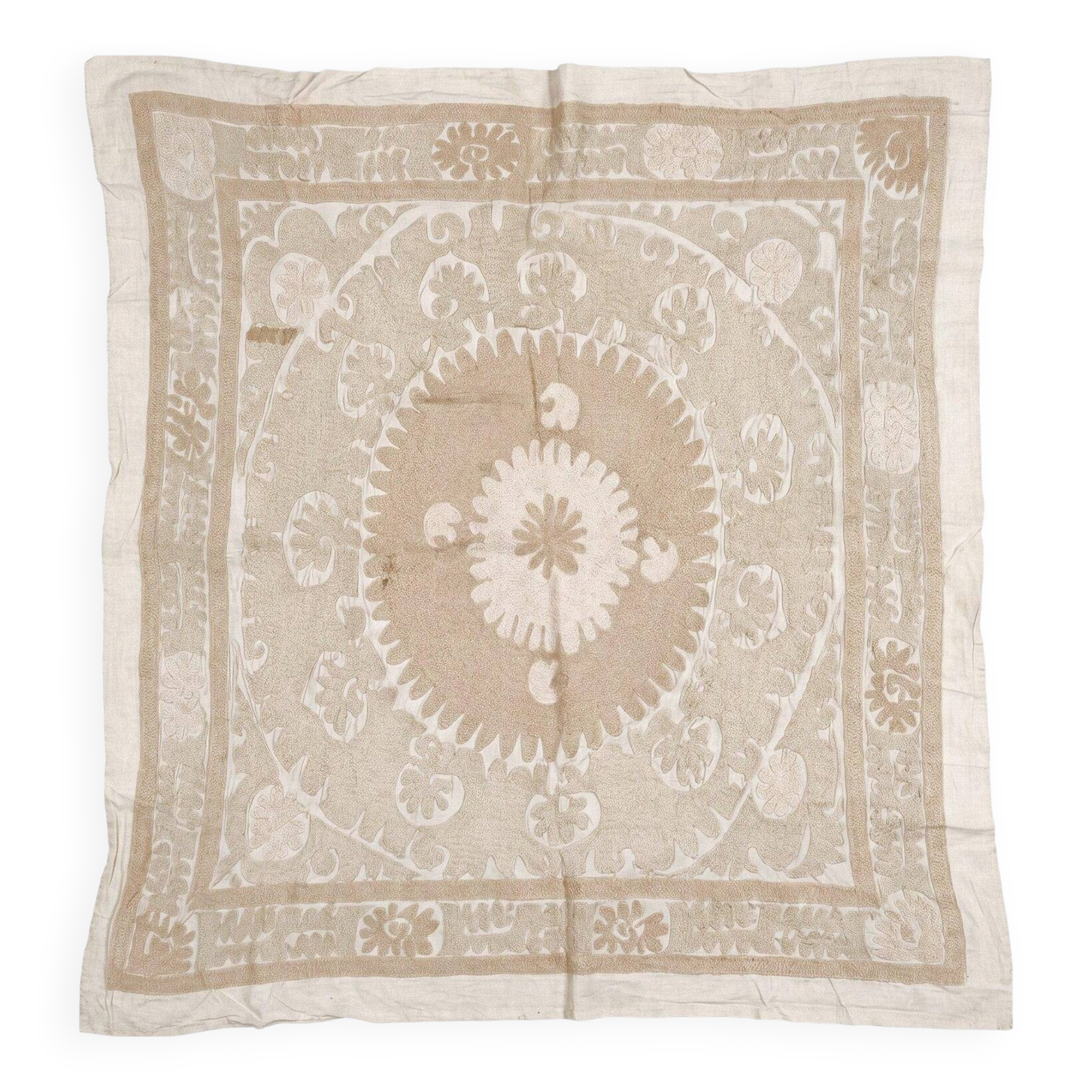 Vintage hand-embroidered tablecloth 131x133 cm