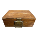 Old wood and brass box, decoration loft workshop, furniture of trades