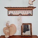 Metal and rattan coat rack