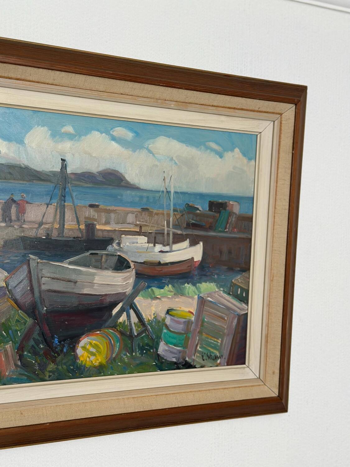 Mid Century Swedish Oil on Panel – “Boats in Port” by Eskil Skans