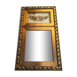 Wooden mirror with floral composition