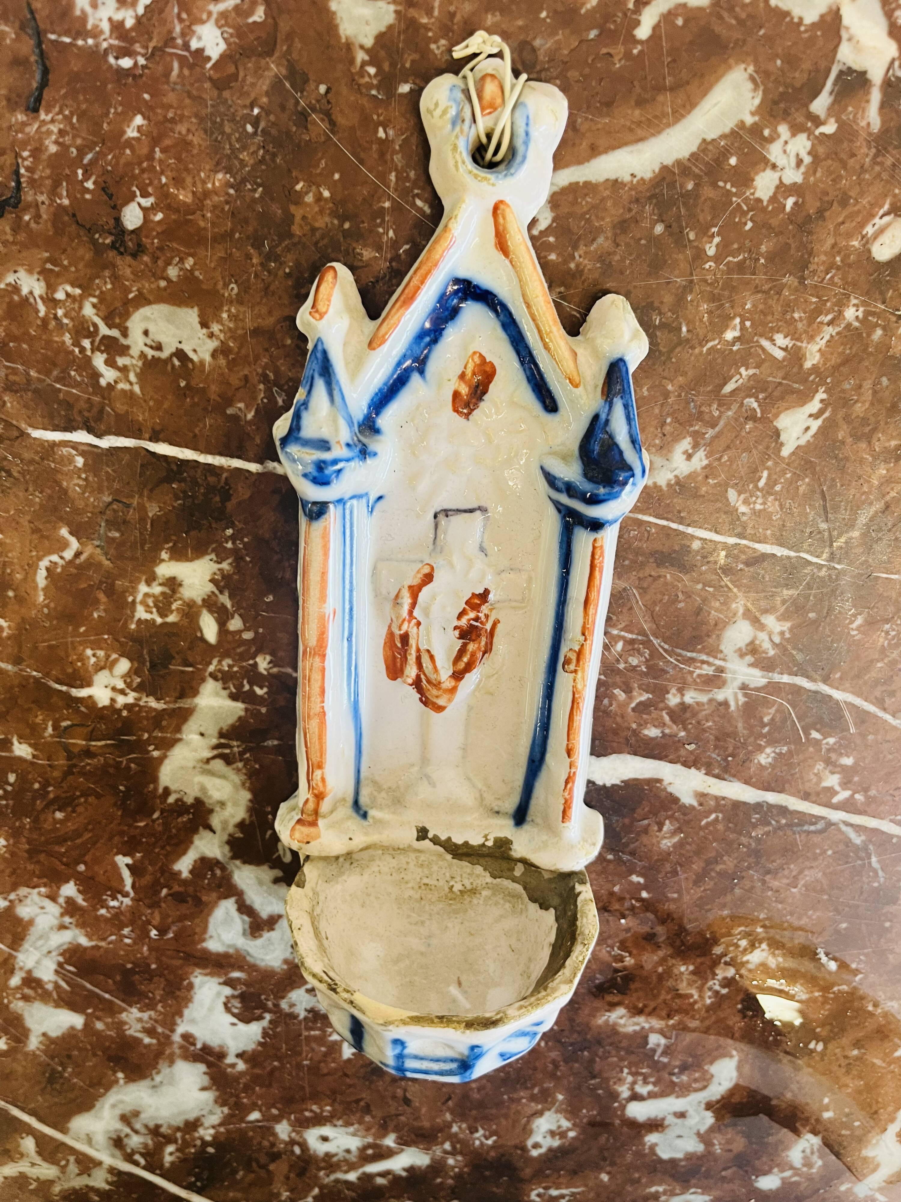 Old earthenware wall stoup – 20th century