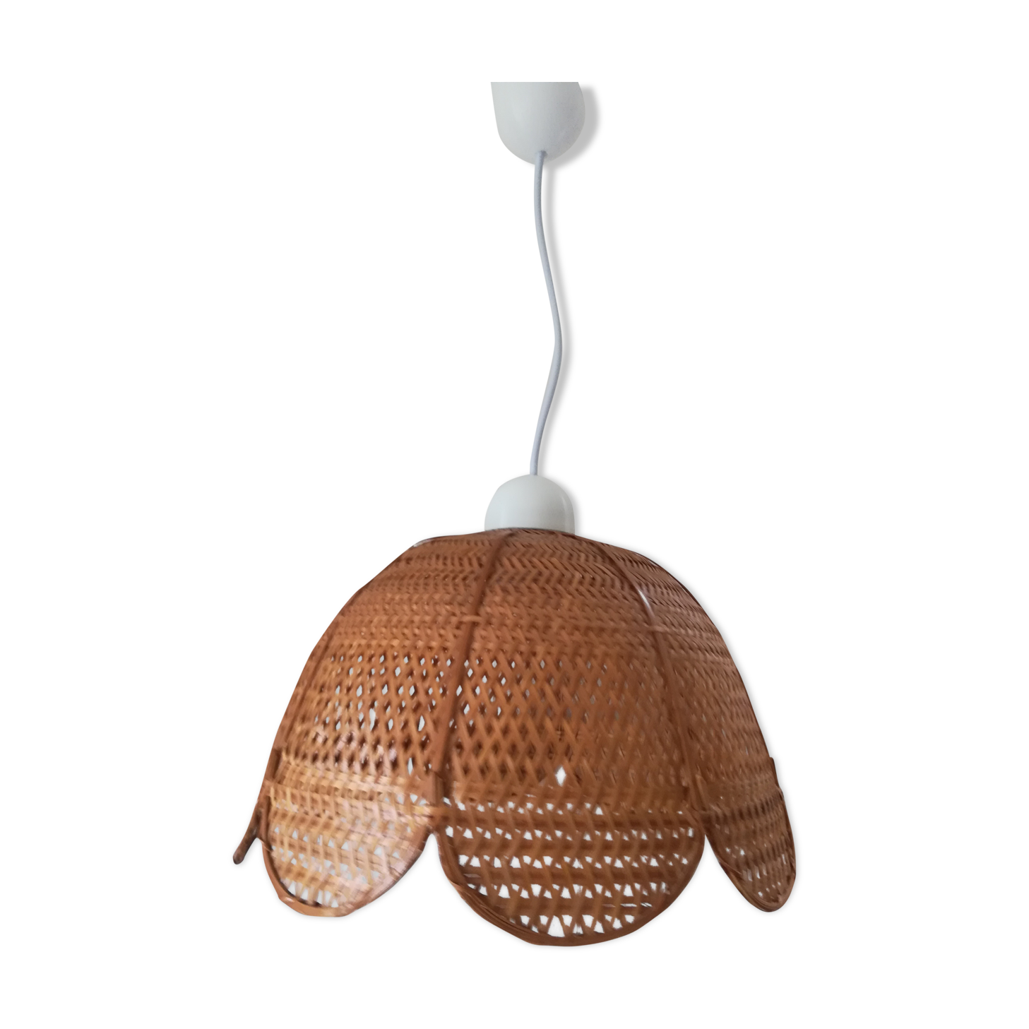 Vintage braided rattan pendant light