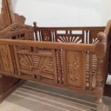 Solid teak carved swing cradle