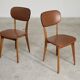 Pair of vintage French chairs in light brown skai