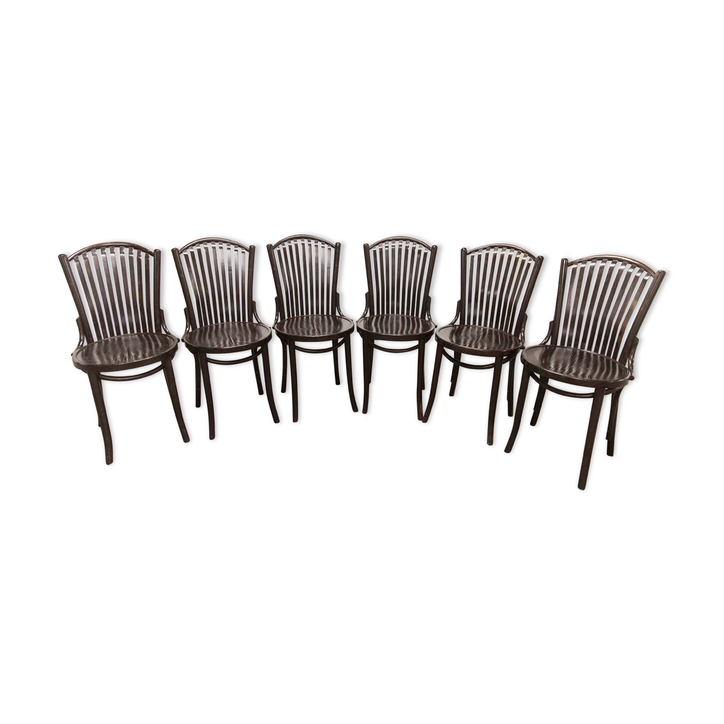 Set of 6 chairs Bistrot Baumann ref 22 curved wood