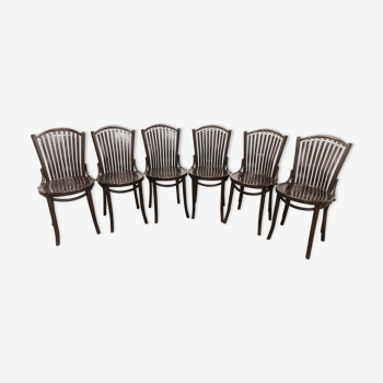 Lot de 6 chaises bistrot Baumann ref 22 bois courbé