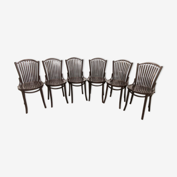 Set of 6 chairs Bistrot Baumann ref 22 curved wood