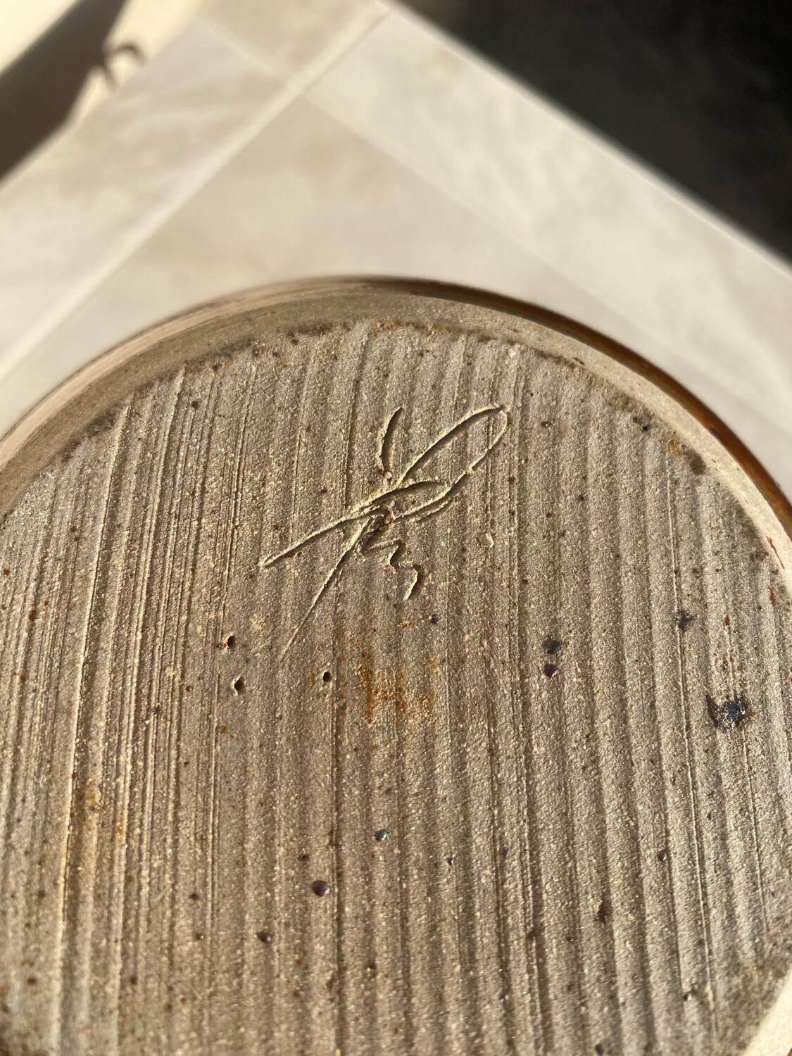 Vintage 60s stoneware vase signed