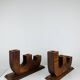 Pair of brutalist wooden candlesticks, 1960s