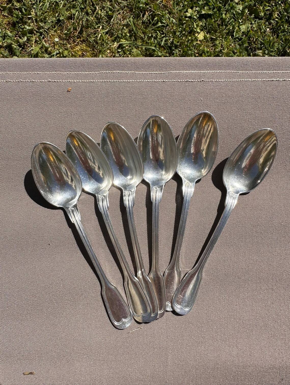 6 petites cuillères charles roux paris en métal argenté -modèle filet vieux