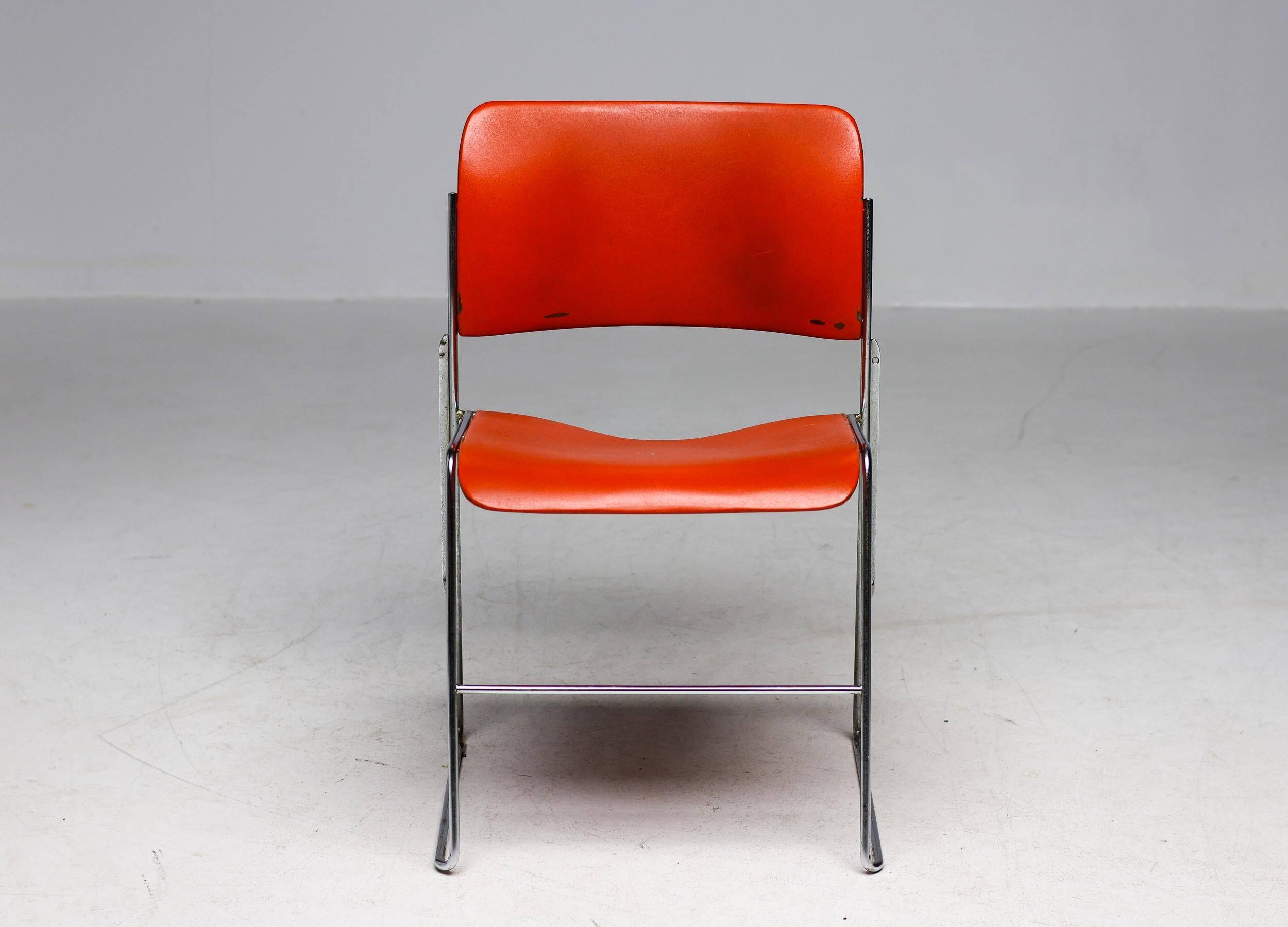 Chairs 40/4 by David Rowland - Red and Brown, Vintage 1970s, Made in the USA