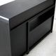 Storage cabinet wood compressed lacquered black lining margins aluminum. France, circa 1975.