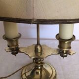 Old golden brass hot water bottle lamp with 2 arms of light