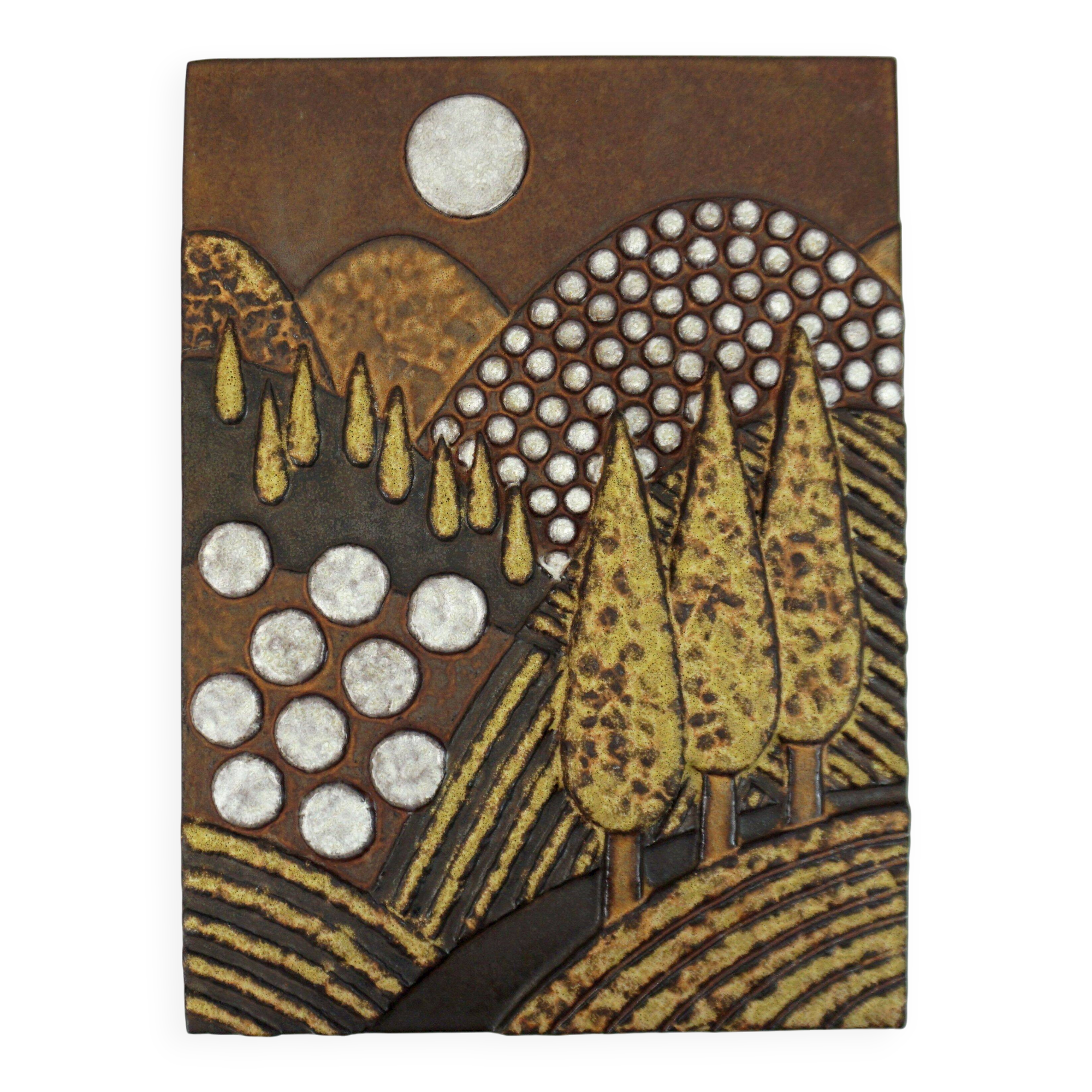 ceramic WALL PANEL landscape 70s  no. 7854 majolika karlsruhe liedke