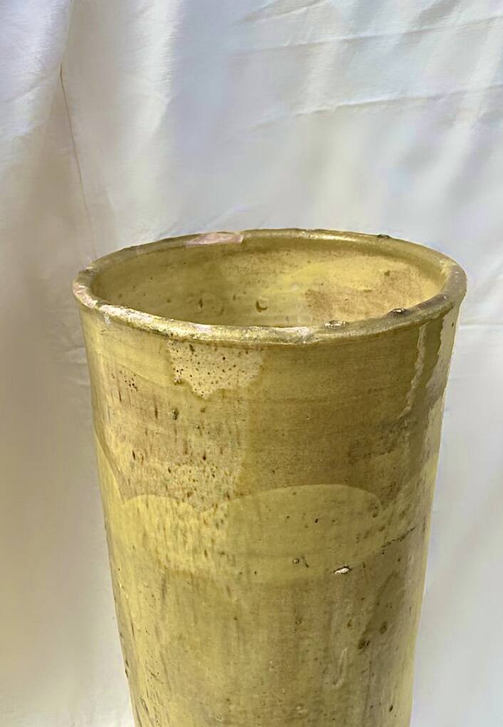 Large ancient yellow glazed jar from South West France.