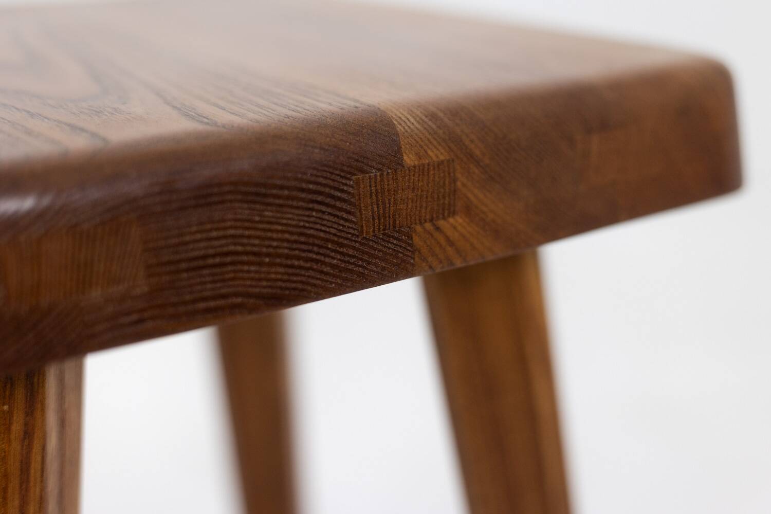 Pierre Chapo. Pair of stools in natural blond elm. 1970s.