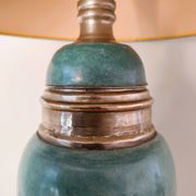 Lampe à poser bleu turquoise et laiton