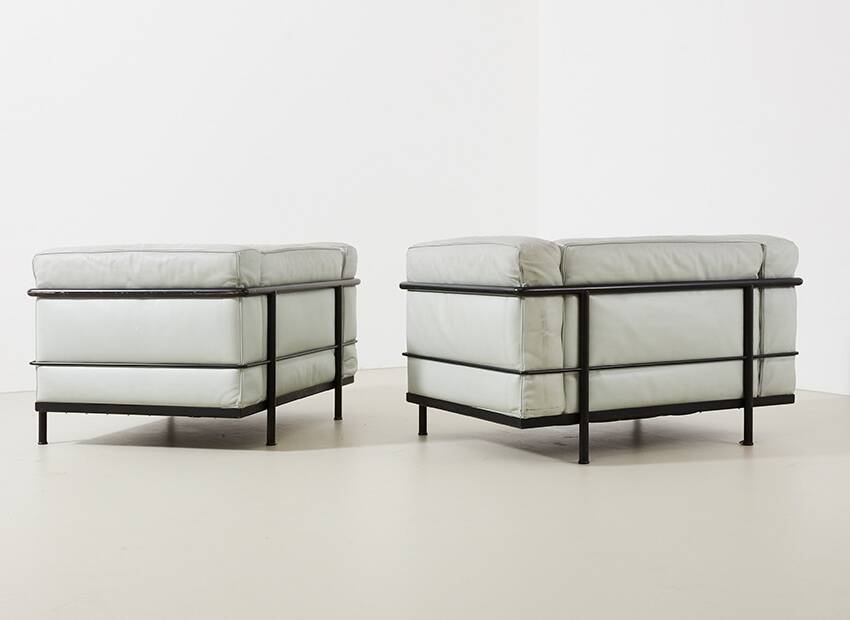 Le Corbusier Pair of LC3 Lounge Chairs for Cassina 1927/1970s