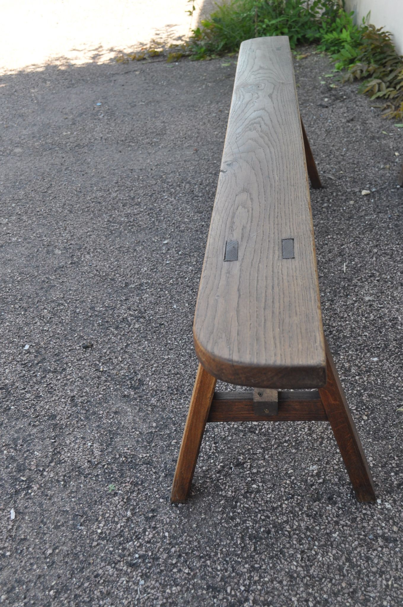 Rustic oak bench.