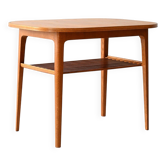 1960s Scandinavian oak coffee table with slatted shelf