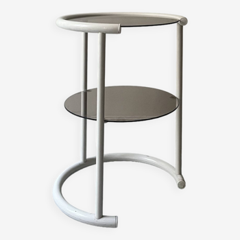 side table in metal and smoked glass, design 1970