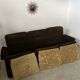 Ancien canapé vintage 3 place Airborne design français Cadestin velour