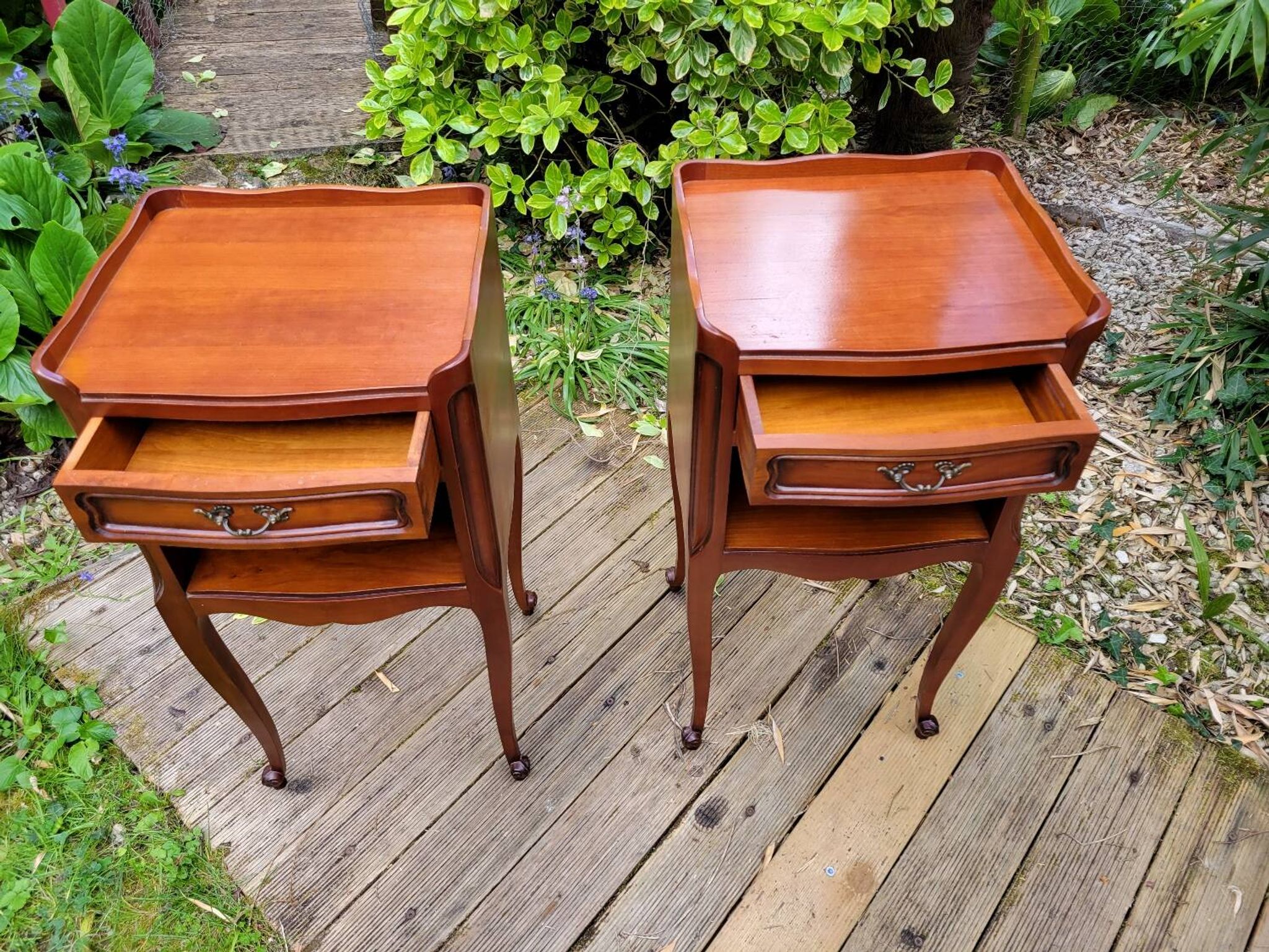 Pair of Louis XV bedside tables in cherry wood.