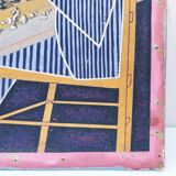 Gouache drawing of cubism chess players signed vintage
