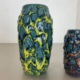 set of 2 Rare Super Color Crusty Fat Lava Vases by Scheurich, Germany WGP, 1970s