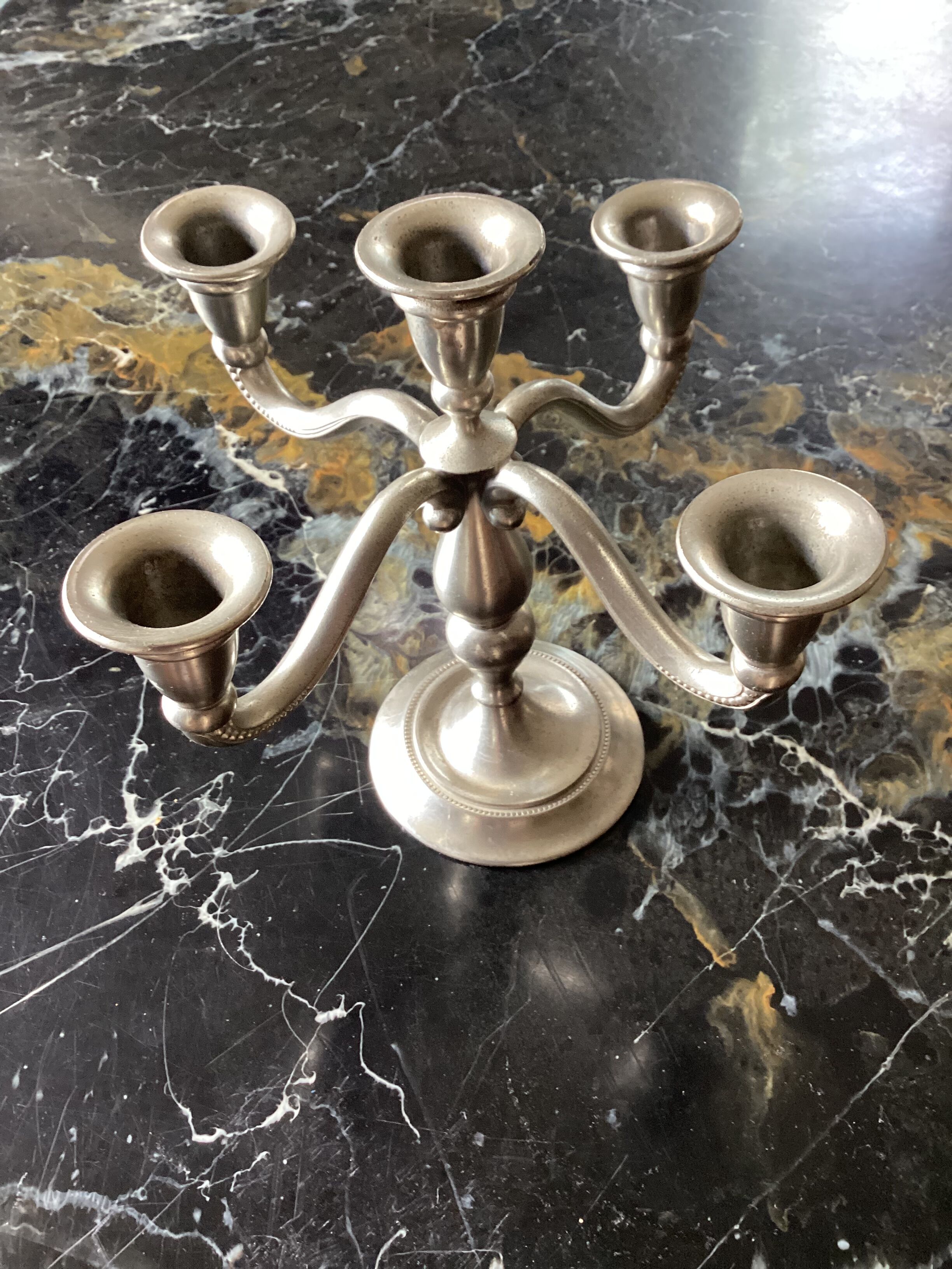 Royal Holland pewter candle holder with five candles dimension: height -20cm- width -18cm-
