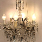 Chandelier with pendeloques tassels and glass pads
