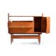 Bar Sideboard On Wheels In Mahagony & Brass, Czechoslovakia 1970