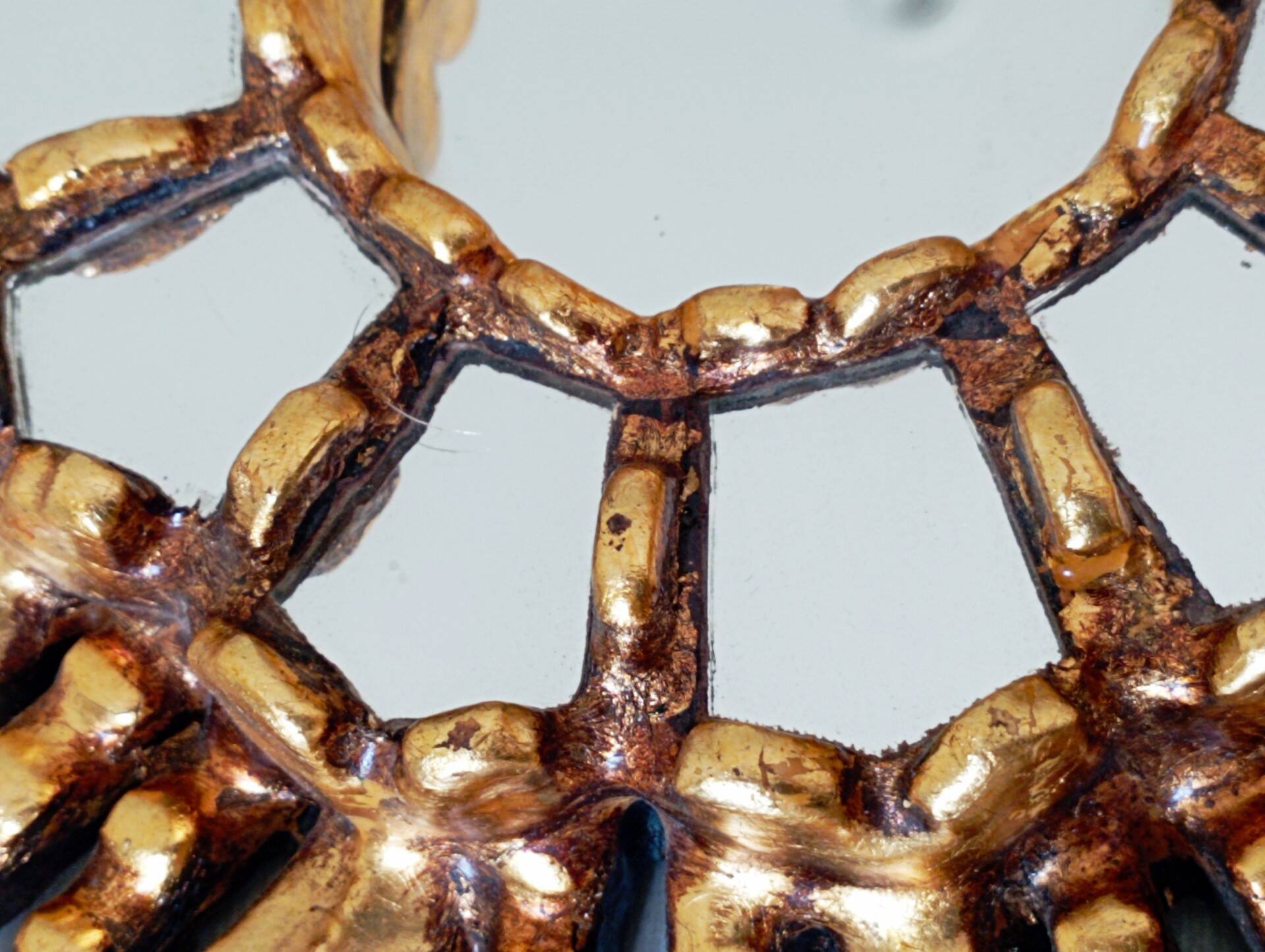 Golden wood sun mirror