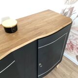 Superb Art Deco sideboard in matte black and raw wood