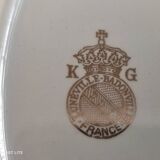 Round dish K&G Lunéville Badonviller France marli light blue floral decoration