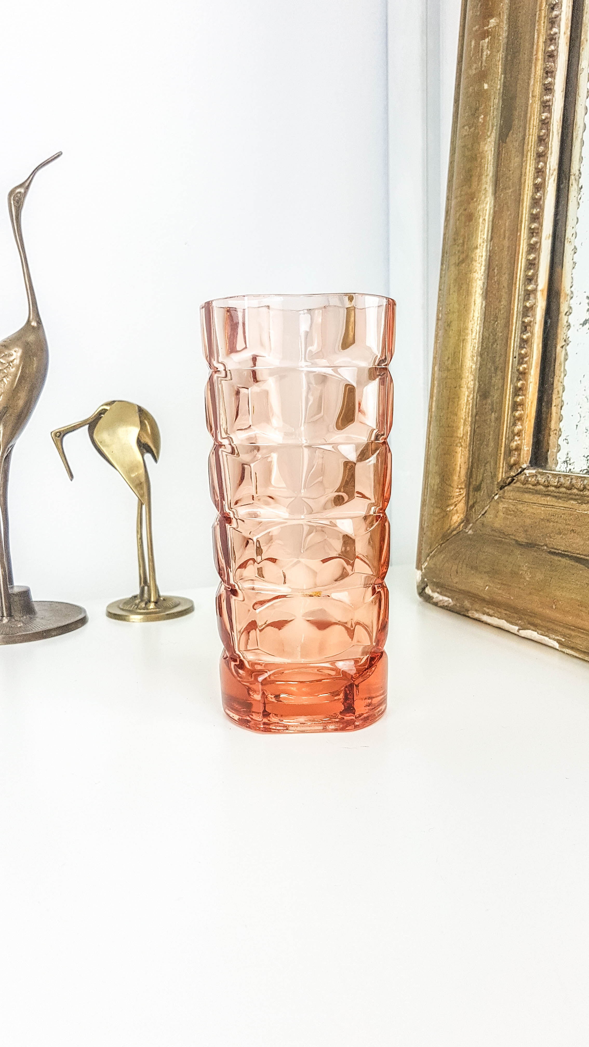 Art Deco geometric pink vase
