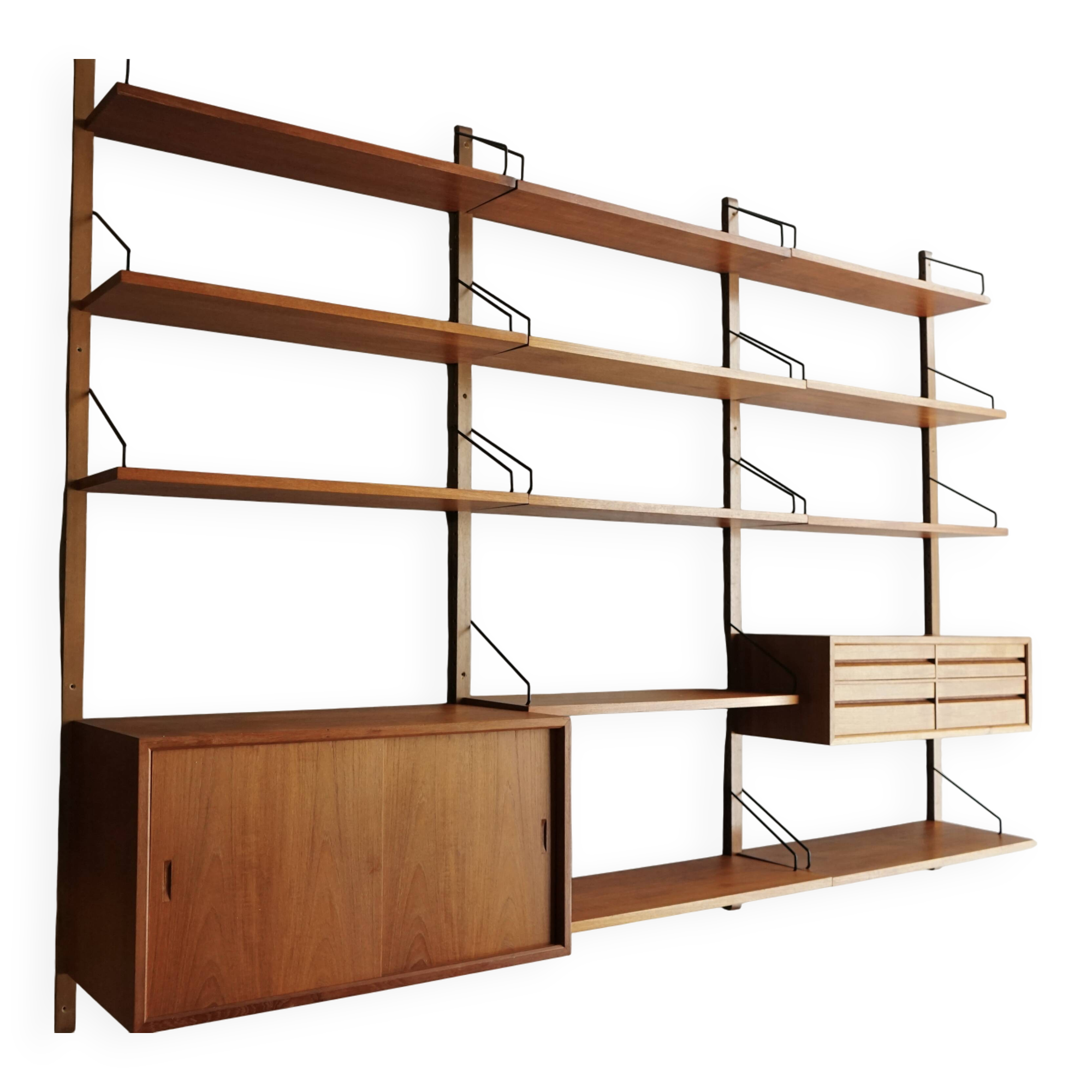 Meuble mural en teck danois du milieu du siècle par Poul Cadovius pour Cado