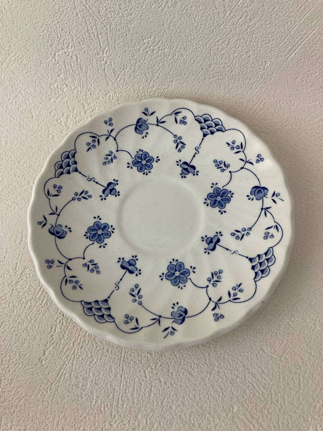 Myott Meakin England Blue Cup Saucer and Milk Jug