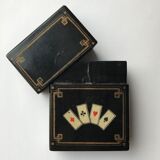 Box for card game period napoleon III in boiled cardboard