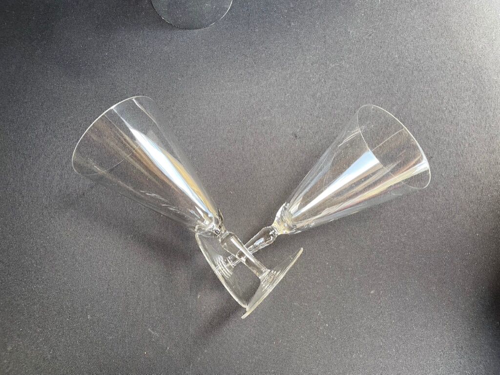 Conical foot glasses (6) - art nouveau - plain light blown crystal