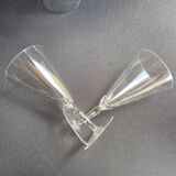 Verres à pied conique (6) - art nouveau - cristal soufflé léger uni